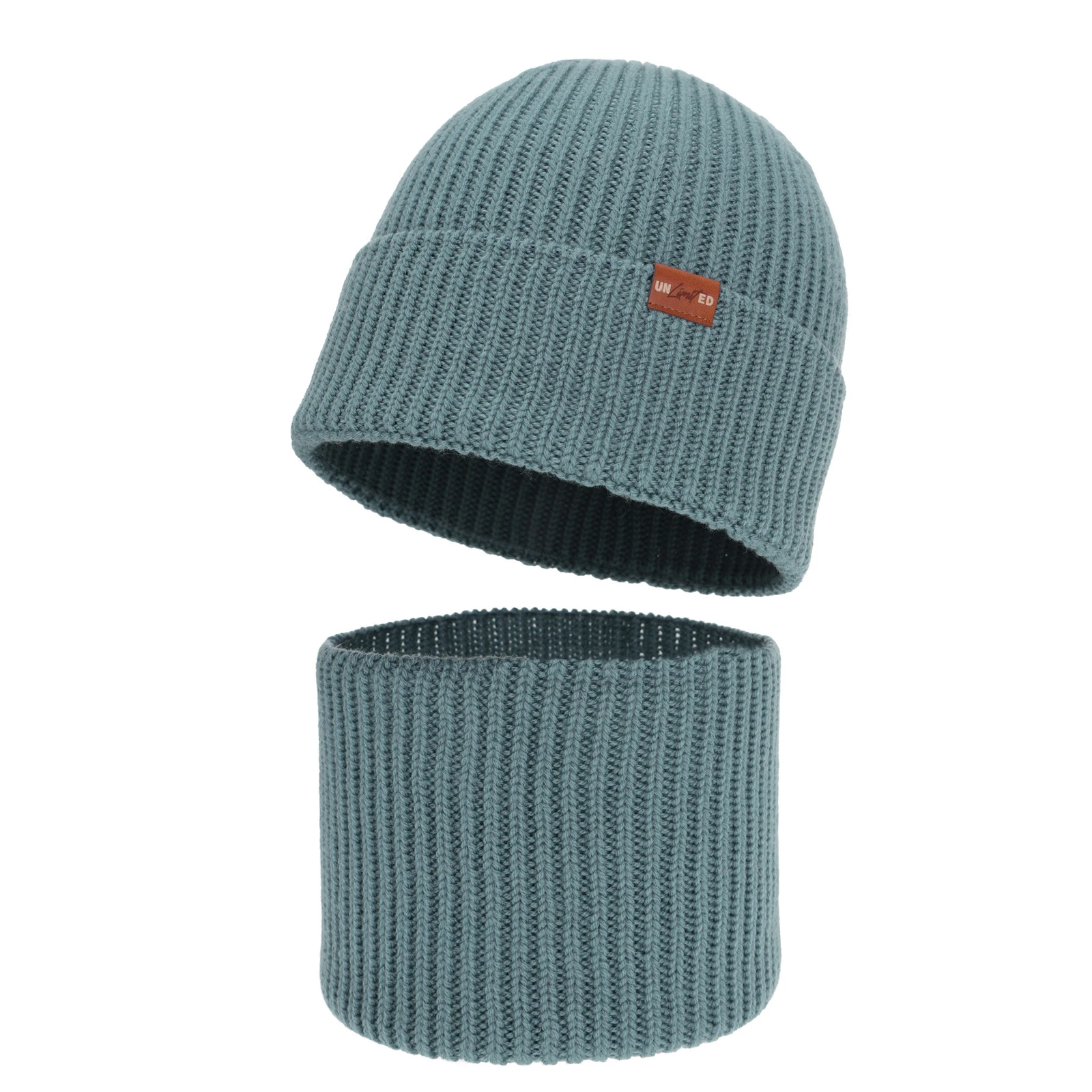 Komplet zimní chlapecký: čepice a tunel, 100% merino vlněný, modrý, Serimo