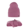 Dámský jarní/zimní set: čepice a šála růžový 100% extra fine merino vlna Melpomena