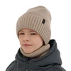 Čepice a tunel pro chlapce, zimní komplet, 100% merino vlněný, s merino vlněným podšitím, bordový Harbin