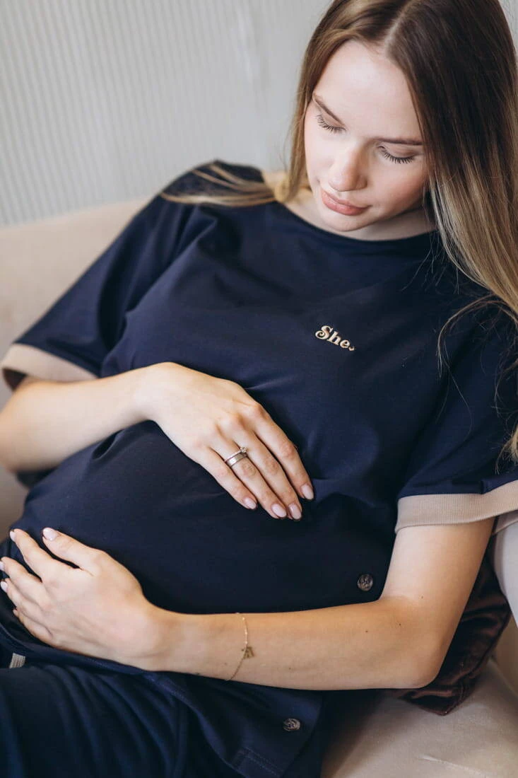 SHE T-Shirt tmavě modré s kávou