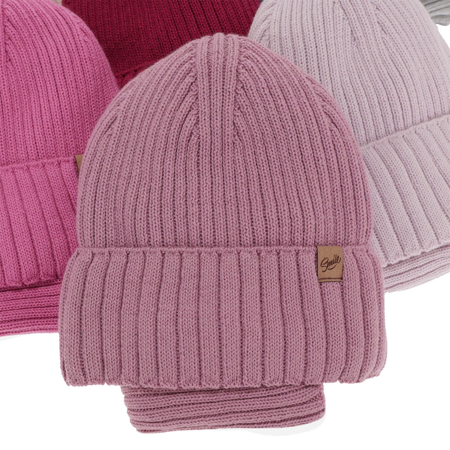 Komplet zimnej dívčej: čiapka a tunel ružový merino vlna Mesalia