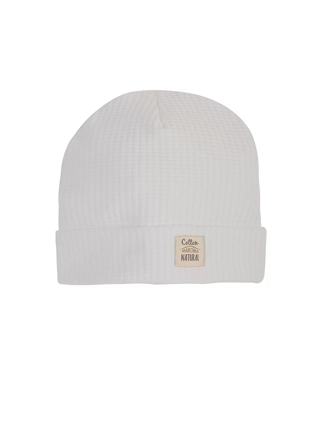 Přírodní dětská čepice vafle - bílá