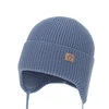 Chlapecká zimní, podzimní, jarní čepice, modrá, 100% merino vlněná, zavazovací, Bakadi