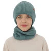 Komplet zimní chlapecký: čepice a tunel, 100% merino vlněný, modrý, Serimo