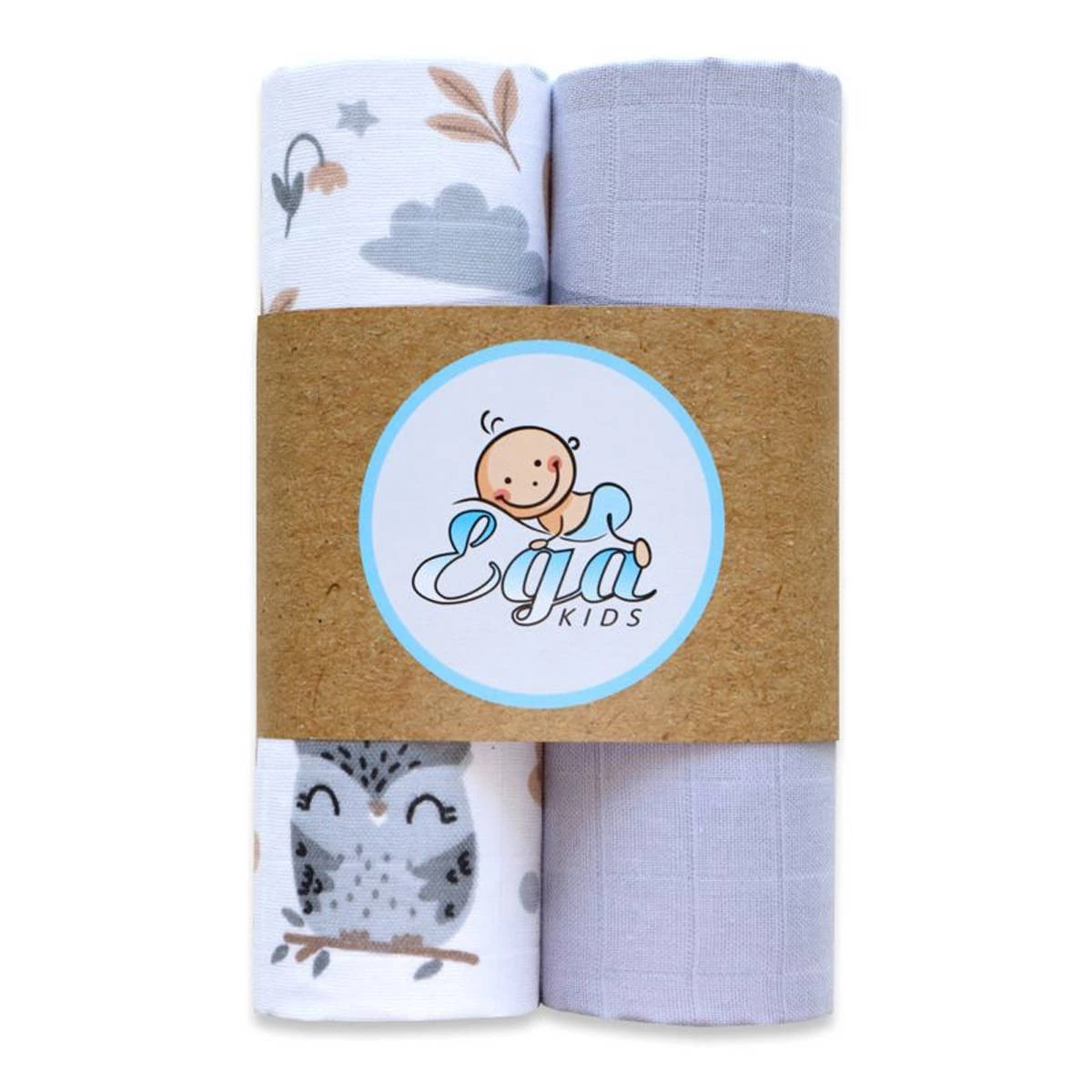 Egakids Dvoubalení mušelínových plenek Light Grey Duet