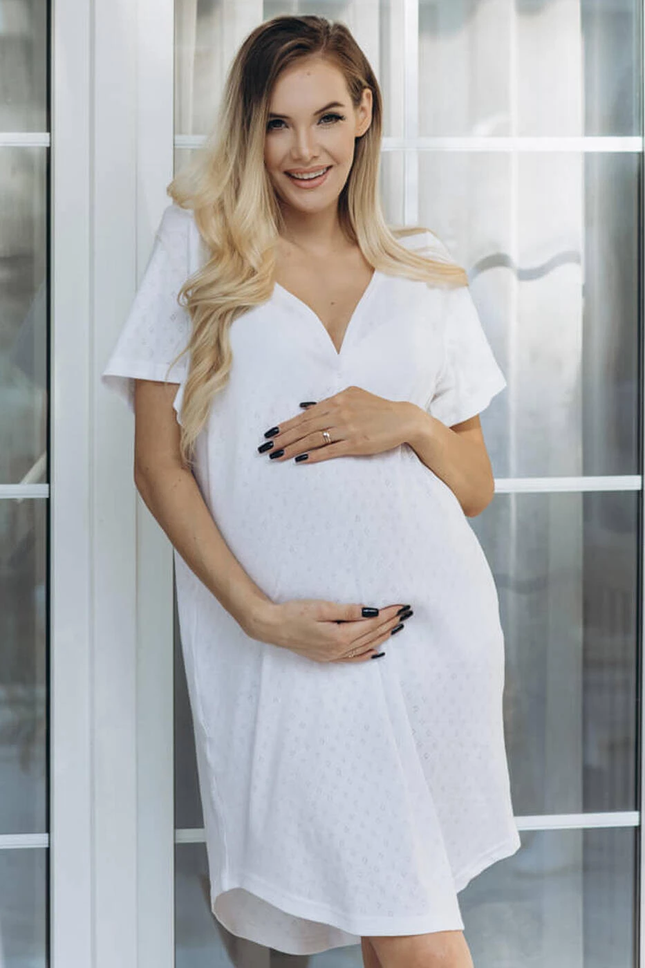 GOODNIGHT KISS noční košile k porodu, bílá