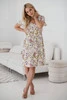  Lovely Dress těhotenské a kojící šaty, krátké rukávy, krémové s květinami