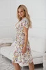  Lovely Dress těhotenské a kojící šaty, krátké rukávy, krémové s květinami