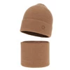 Komplet jesenný/jarný dievčenský čiapka a tunel camel 100% extrafine merino vlna Brook