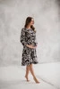 Lovely Dress Midi těhotenské a kojící šaty, dlouhý rukáv, černé, s potiskem
