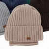 Komplet zimní chlapecký: čepice a tunel, 100% merino vlněný, khaki, Umberto