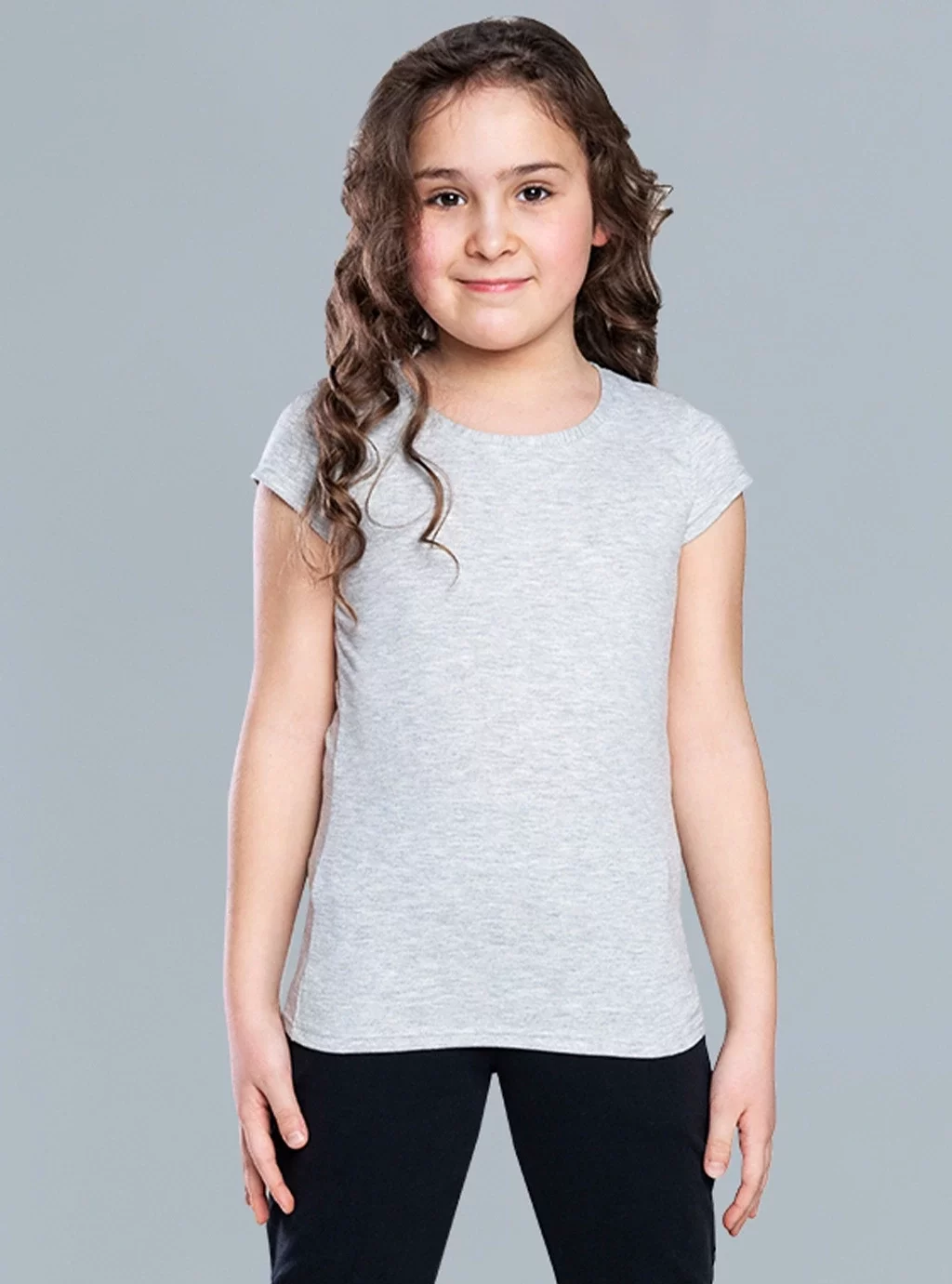 Dívčí tričko Tola, krátký rukáv, melanž