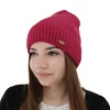 Dámská zimní čepice, amarantová, s merino vlnou Shila