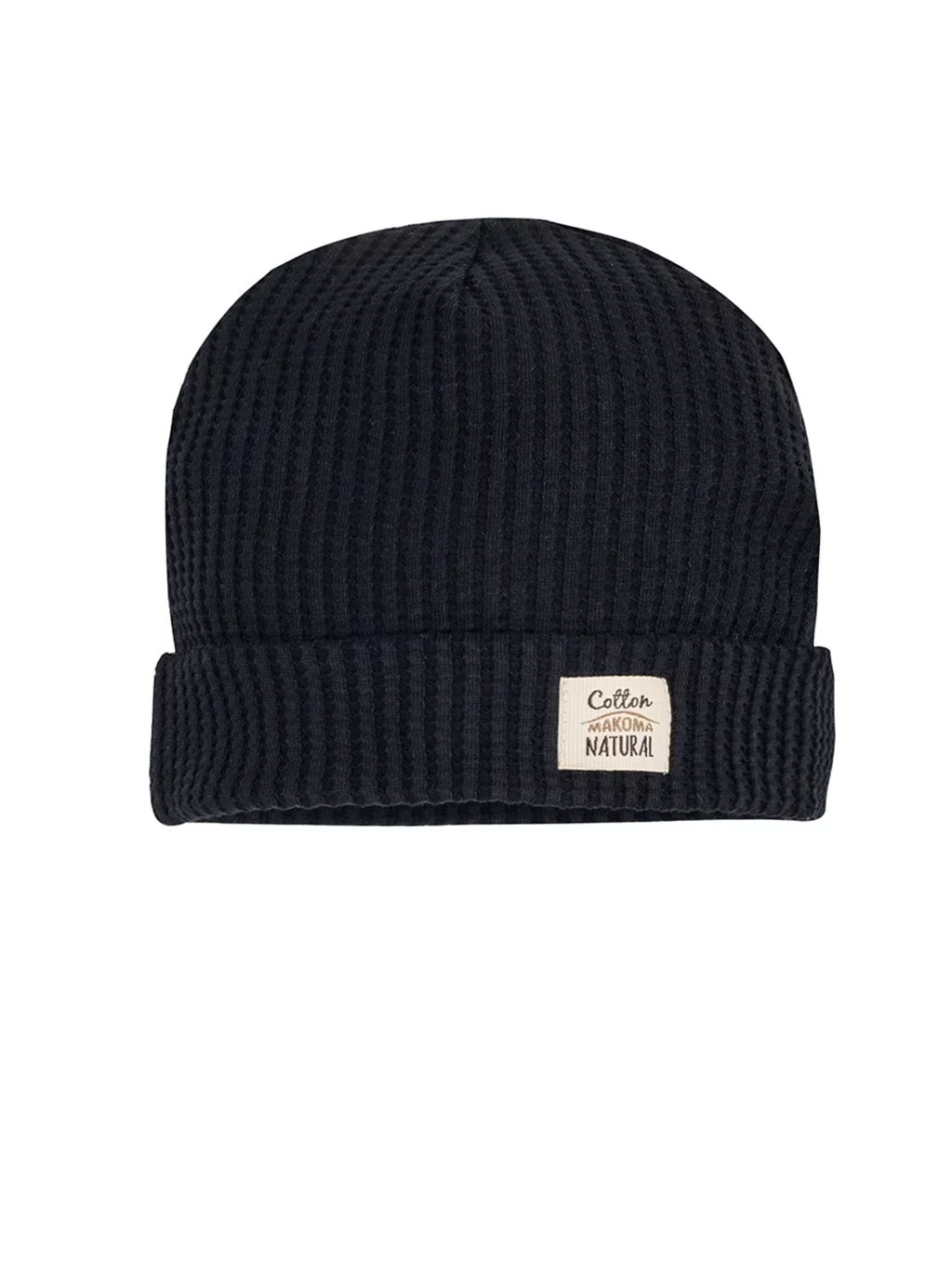 Přírodní dětská čepice vafle - černá