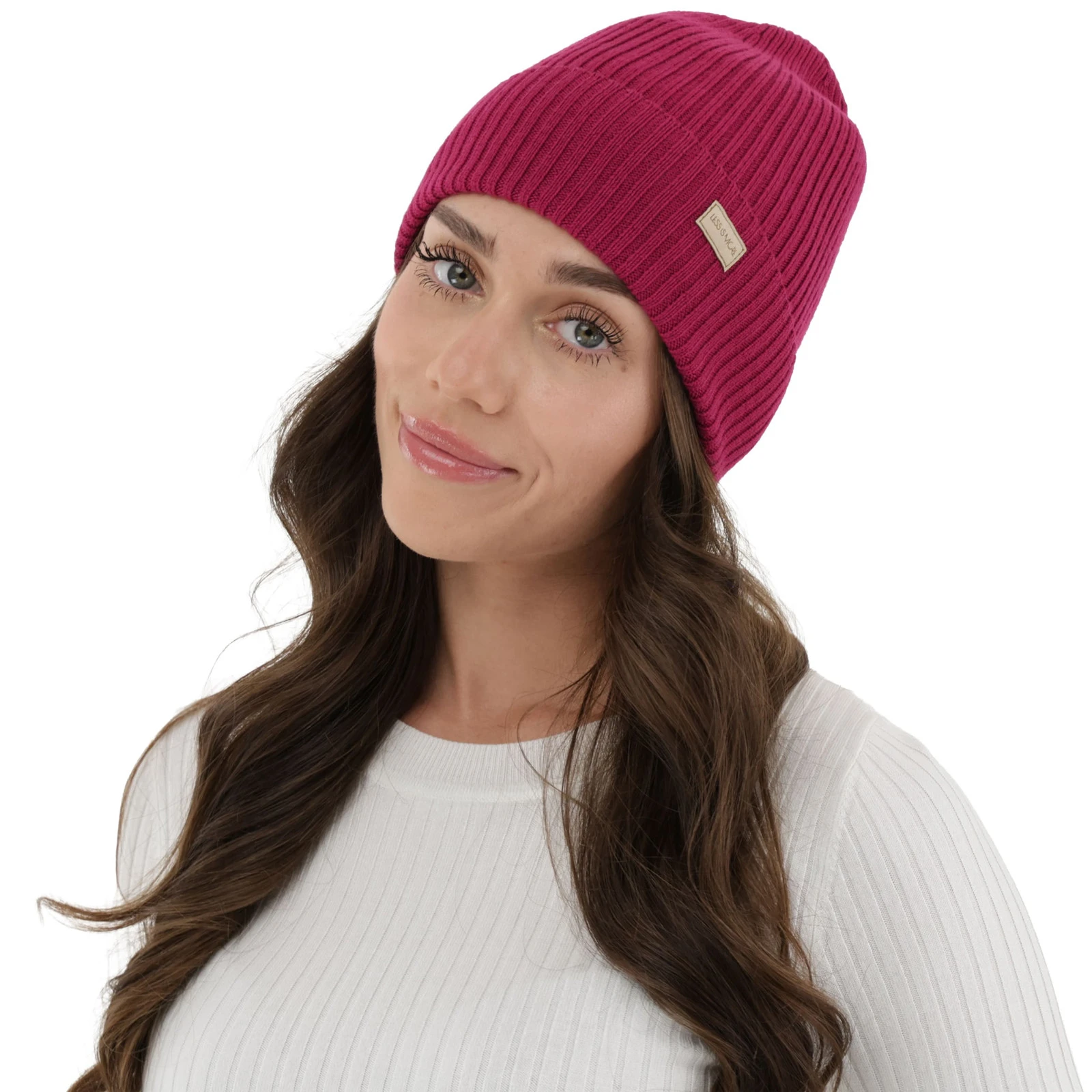 Dámská jarní/zimní čepice amarant 100% extra fine merino vlněná Sophie