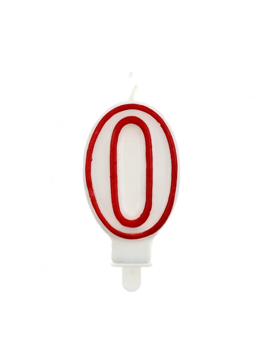 Svíčka číslo "0" - Červený obrys