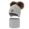 Chlapecká čepice a nákrčník, zimní set, šedý, 100% merino vlna, podšitý vlněným polarem, Ronik