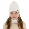 Komplet jesenný/jarný dievčenský čiapka a tunel bílý 100% extrafine merino vlna Itra