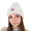 Dámska zimná čiapka biela merino vlnená Benedetta