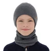 Komplet podzimní/jarní chlapecký: čepice a tunel šedý 100% extrafine merino vlna Bruce