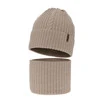 Komplet zimný chlapčenský: čiapka a šál béžový 100% extrafine merino vlna Wilson