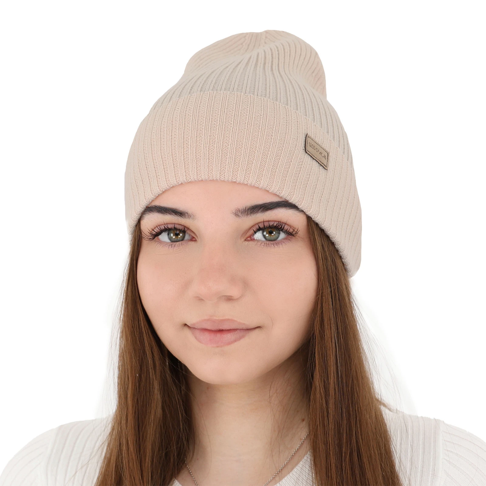 Dámská zimní čepice, jarní, světle růžová, 100% merino vlněná, Sophie