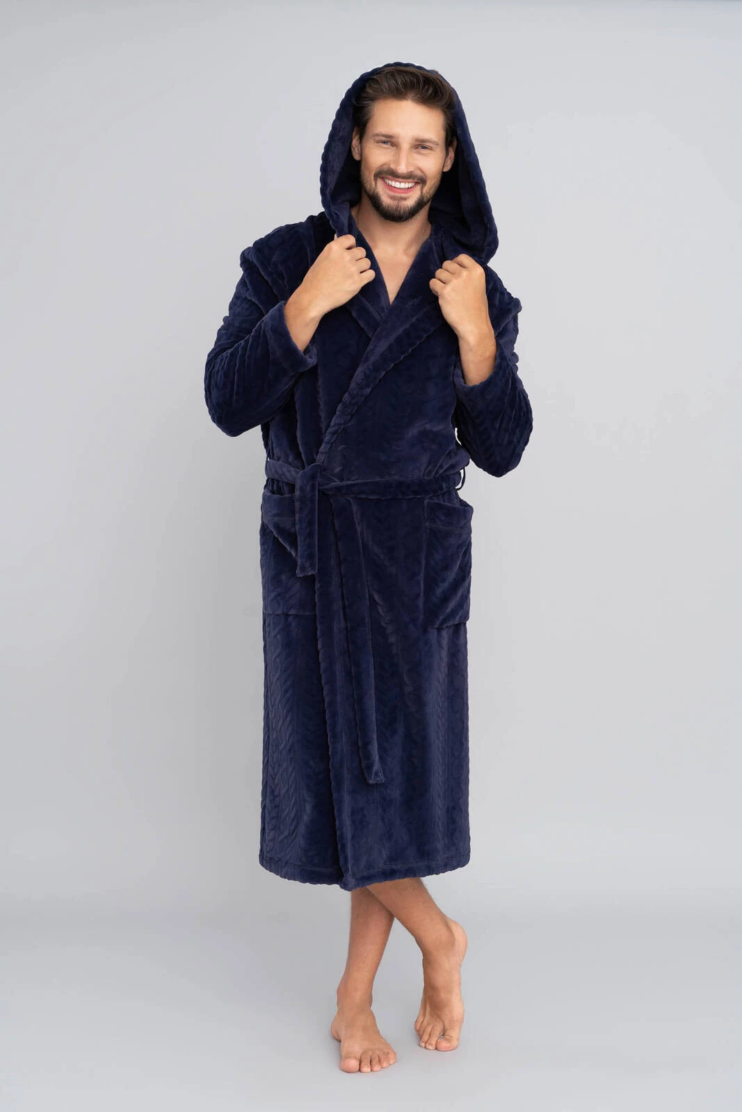 Zygmunt pánský župan s dlouhým rukávem, tmavě modrá