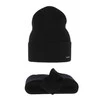 Dámský jarní/zimní set: čepice a šála černý 100% extra fine merino vlna Melpomena