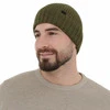 Pánská zimní čepice zelená 100% extrafine merino vlněná bezešvá Bruner