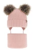 Komplet zimnej dívčí: čepice a tunel růžový 100% extra fine merino vlna Silvia