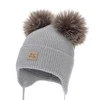 Chlapecká zimní čepice, šedá, 100% merino vlněná, podšitá vlněným polarem, Tambor