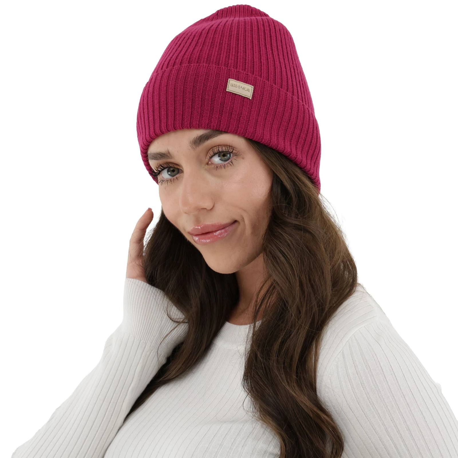 Dámská jarní/zimní čepice amarant 100% extra fine merino vlněná Sophie