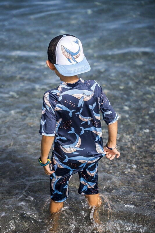 Navy Blue Whale plavky UPF50+