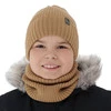 Komplet zimný chlapčenský: čiapka a šál camel merino vlna Gecko
