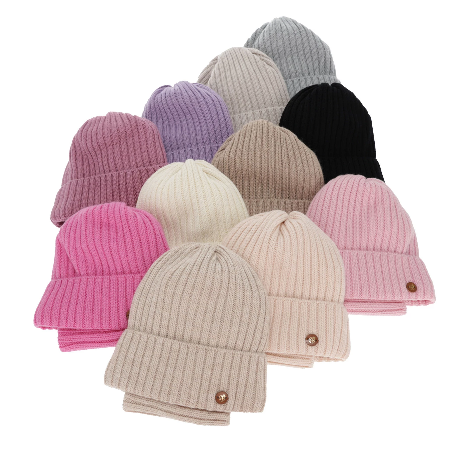 Komplet zimní dívčí: čepice a tunel, růžový, 100% merino vlněný, podšitý bavlnou, Vanira