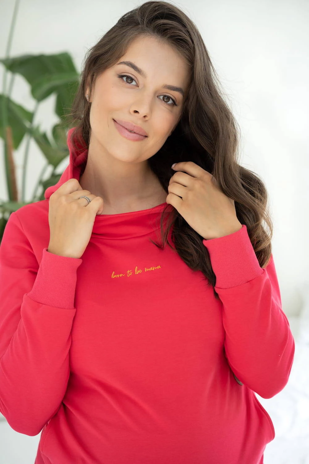 Těhotenská a kojící mikina s výšivkou Milk Please magenta