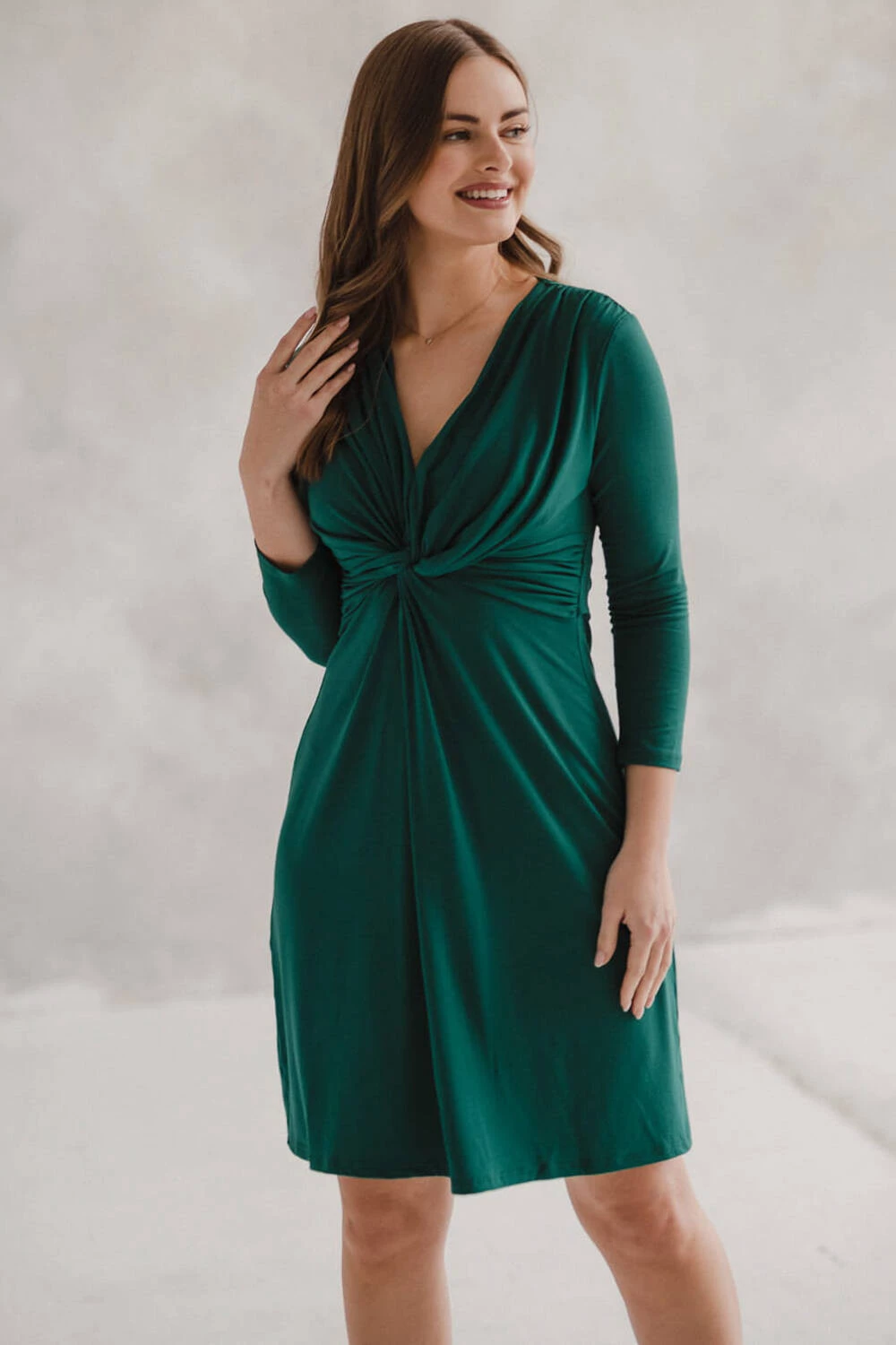 Těhotenské a kojící šaty Smyčka, 7/8 rukáv, lahvově zelená