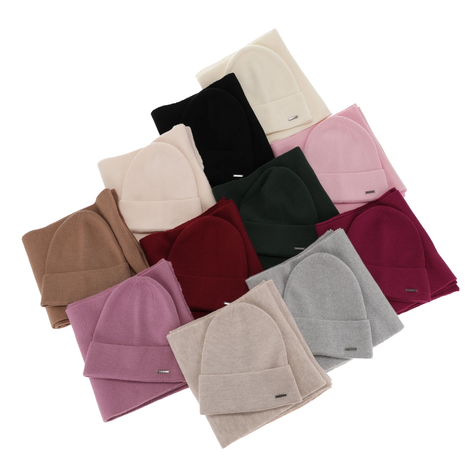 Dámský jarní/zimní set: čepice a šála bordó 100% extra fine merino vlna Melpomena