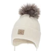 Chlapecká zimní čepice, krémová, zavazovací, 100% merino vlněná, Jergen