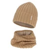 Komplet zimní chlapecký: čepice a tunel, camel, s merino vlnou, podšitý fleece, Banasko