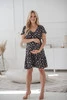Lovely Dress těhotenské a kojící šaty s krátkým rukávem s růžičkami