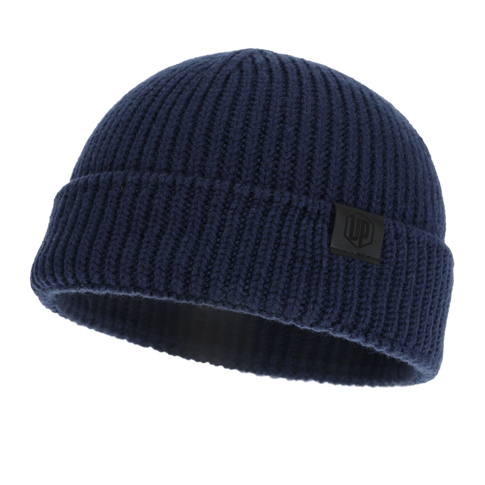 Pánská zimní čepice, tmavě modrá, 100% merino vlněná, bezešvá, Smoky