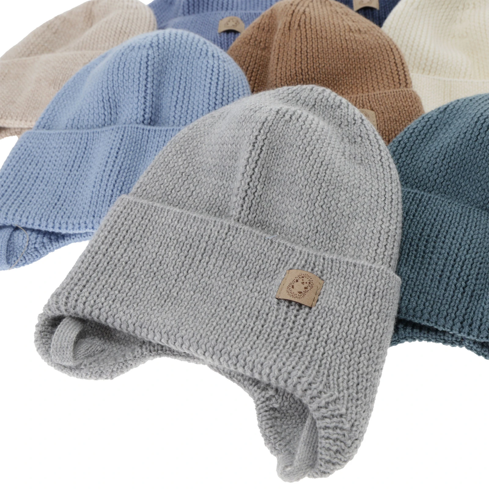 Chlapecká zimní, podzimní, jarní čepice, béžová, 100% merino vlněná, zavazovací, Bakadi