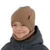 Komplet zimný chlapčenský: čiapka a šál béžový 100% extrafine merino vlna Wilson