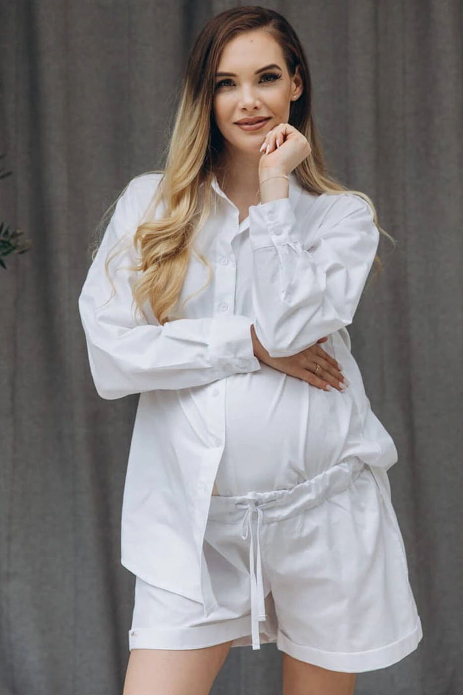 Těhotenské kraťasy OXFORD, bílé