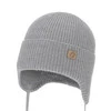 Chlapecká zimní, podzimní, jarní čepice, šedá, 100% merino vlněná, zavazovací, Bakadi