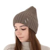 Dámská zimní čepice hnědá 100% extra fine merino vlněná Ariga