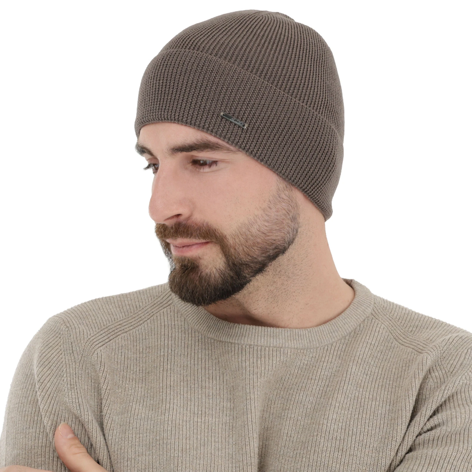 Pánská jarní/zimní čepice hnědá 100% extra fine merino vlněná Memfis