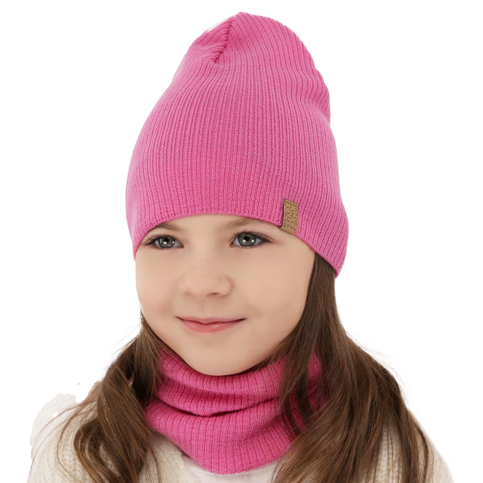 Komplet jesenný/jarný dievčenský čiapka a tunel černý 100% extrafine merino vlna Ricona